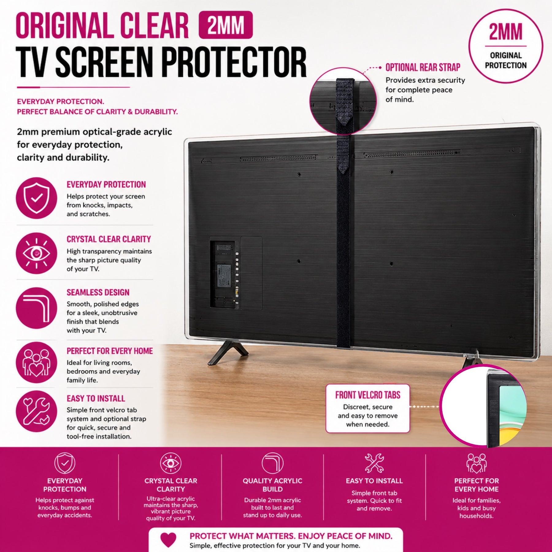 Original Clear 2mm TV Screen Protector - Everyday Protection