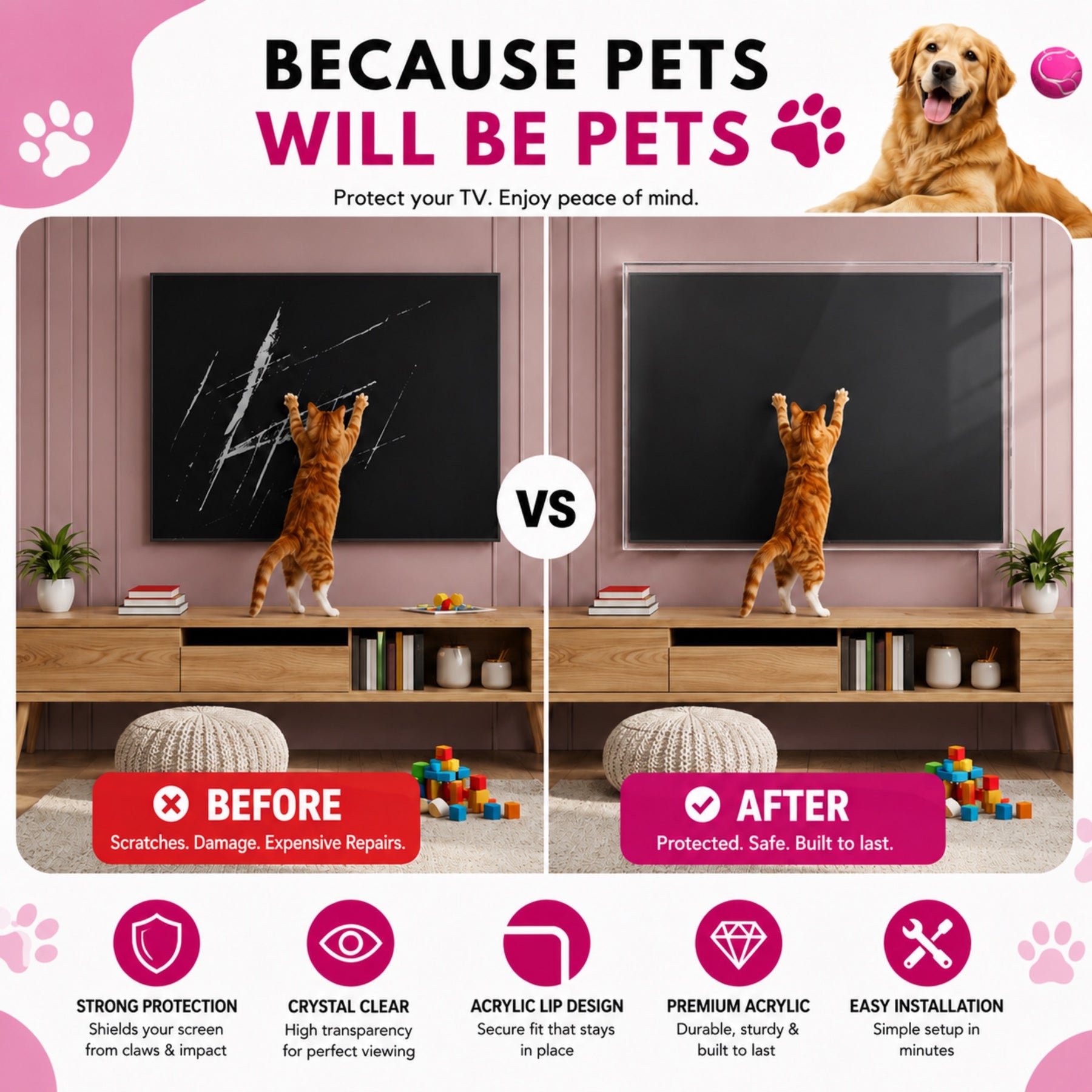 Original Clear 2mm TV Screen Protector - Everyday Protection