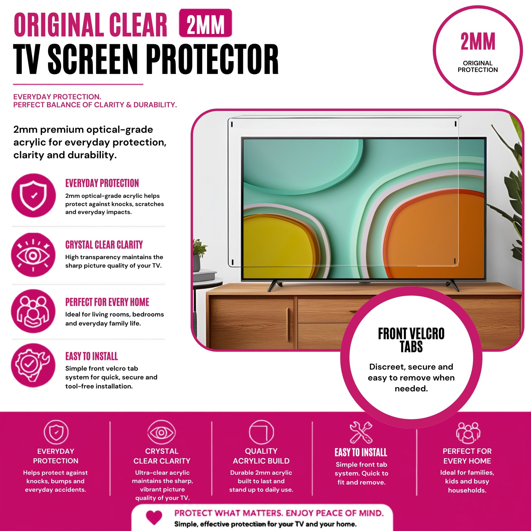 Original Clear 2mm TV Screen Protector - Everyday Protection