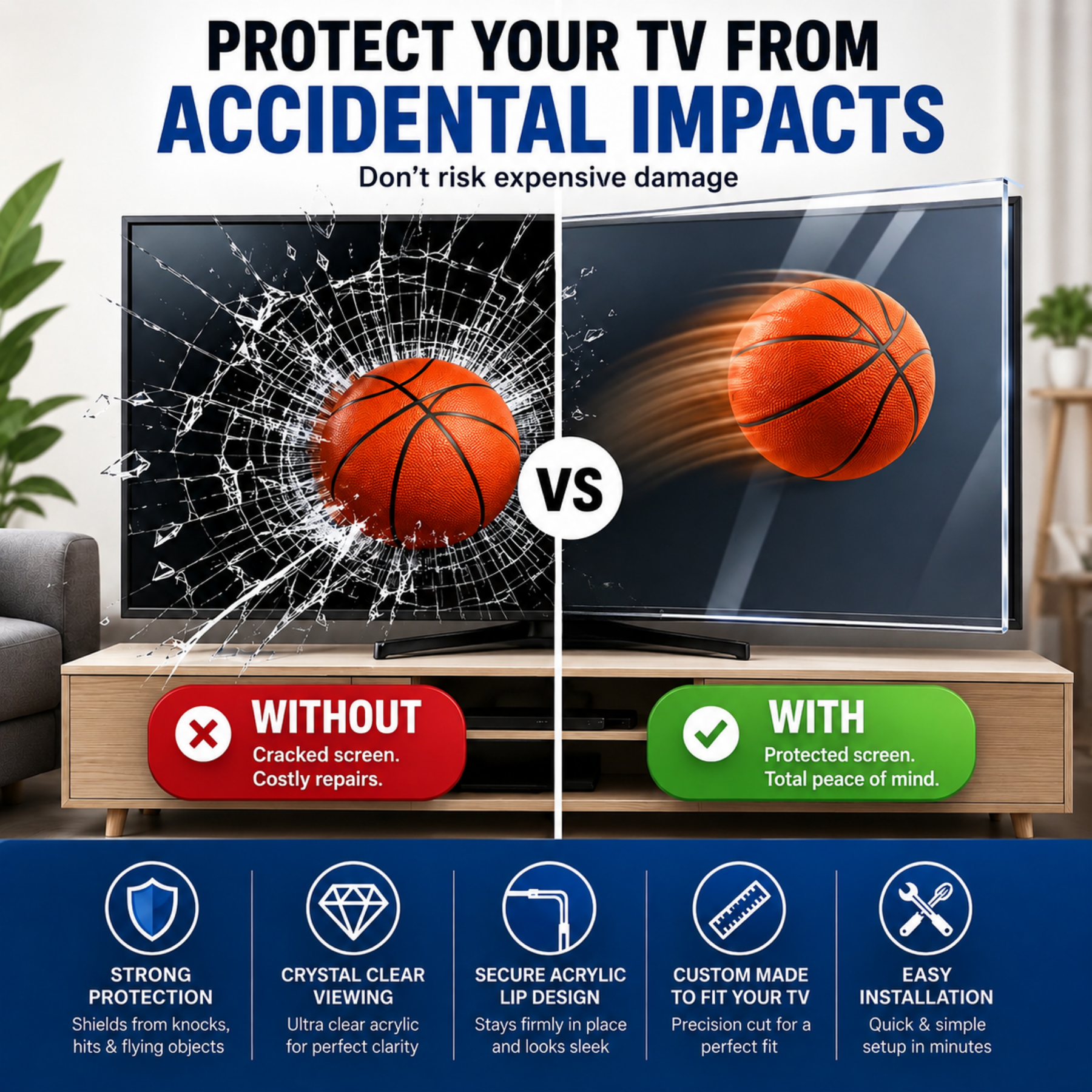 Premium Clear TV Screen Protector - Maximum Protection