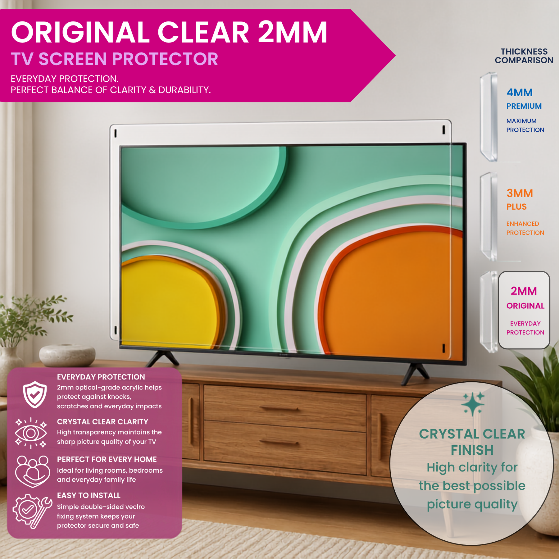 Original Clear 2mm TV Screen Protector - Everyday Protection