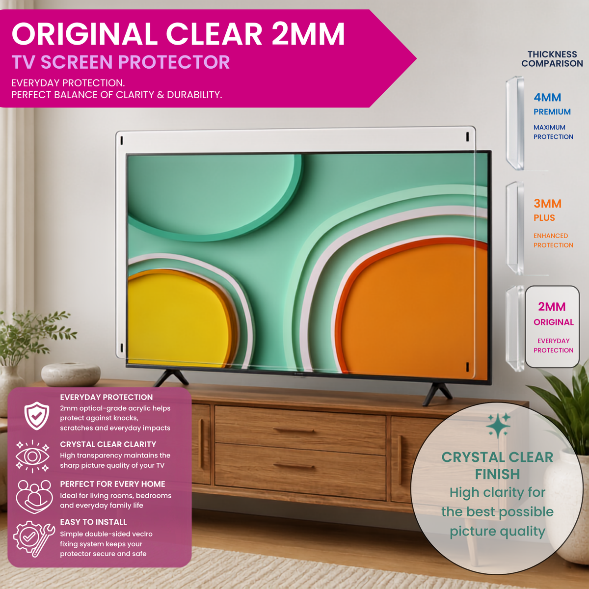 Original Clear 2mm TV Screen Protector - Everyday Protection
